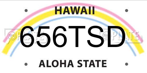 656TSD Hawaii License Plate
