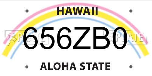 656ZB0 Hawaii License Plate
