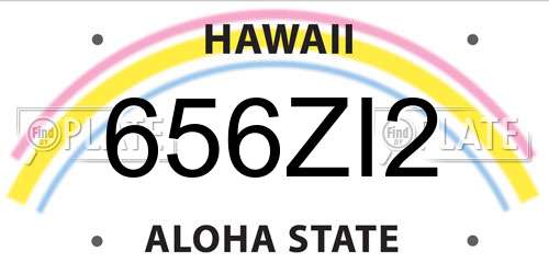 656ZI2 Hawaii License Plate