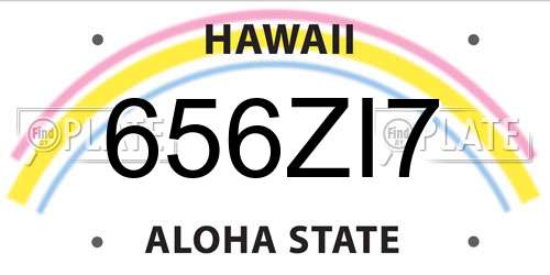 656ZI7 Hawaii License Plate