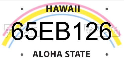 65EB126 Hawaii License Plate