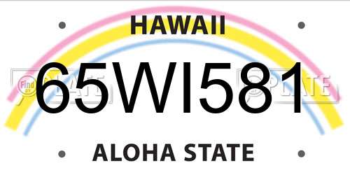 65WI581 Hawaii License Plate