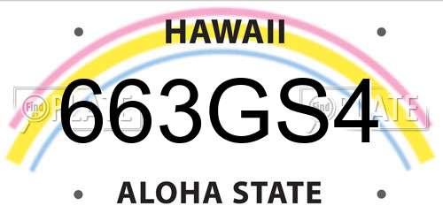663GS4 Hawaii License Plate