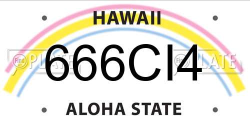 666CI4 Hawaii License Plate