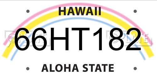 66HT182 Hawaii License Plate