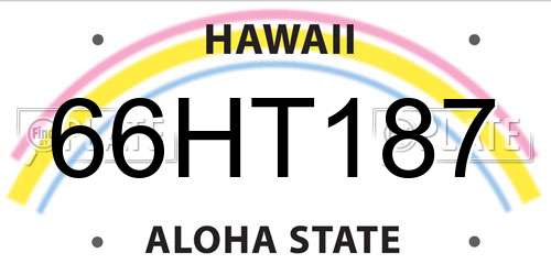66HT187 Hawaii License Plate