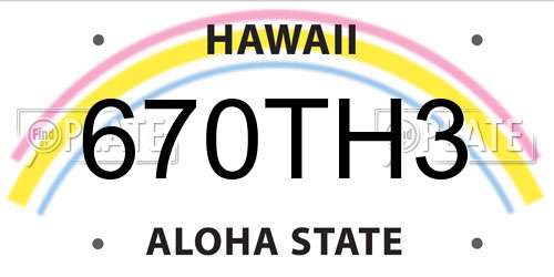 670TH3 Hawaii License Plate