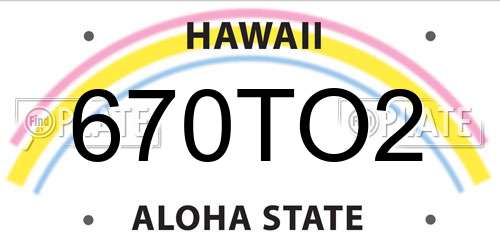 670TO2 Hawaii License Plate
