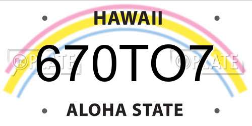 670TO7 Hawaii License Plate