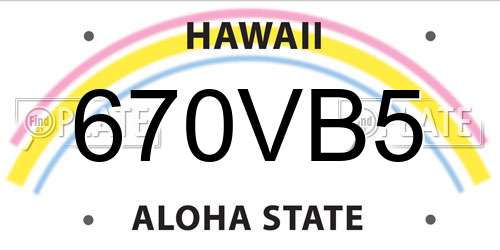 670VB5 Hawaii License Plate