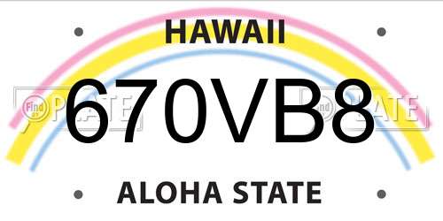 670VB8 Hawaii License Plate