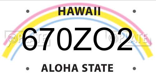 670ZO2 Hawaii License Plate