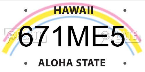671ME5 Hawaii License Plate