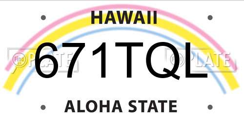 671TQL Hawaii License Plate