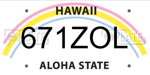 671ZOL Hawaii License Plate