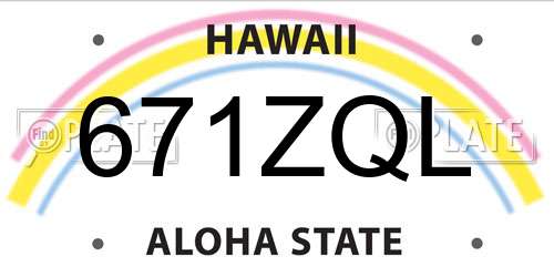671ZQL Hawaii License Plate