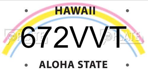 672VVT Hawaii License Plate