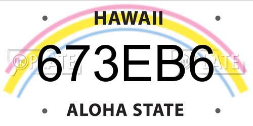 673EB6 Hawaii License Plate