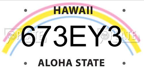 673EY3 Hawaii License Plate