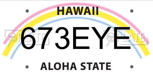 673EYE Hawaii License Plate