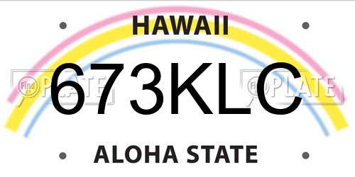 673KLC Hawaii License Plate