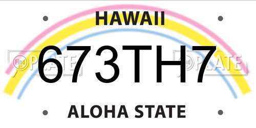 673TH7 Hawaii License Plate