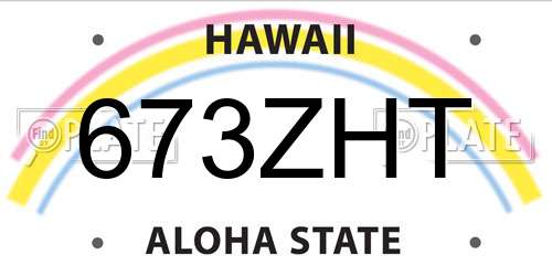 673ZHT Hawaii License Plate