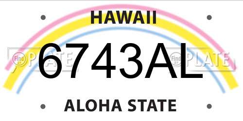 6743AL Hawaii License Plate