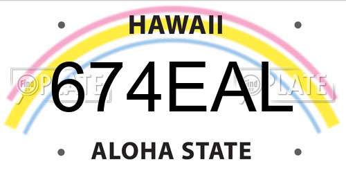 674EAL Hawaii License Plate