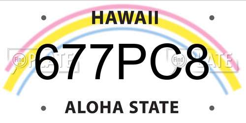677PC8 Hawaii License Plate