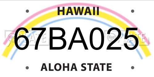 67BA025 Hawaii License Plate