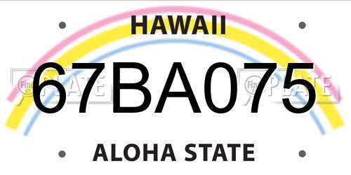 67BA075 Hawaii License Plate