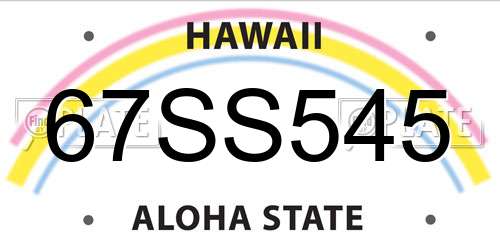 67SS545 Hawaii License Plate