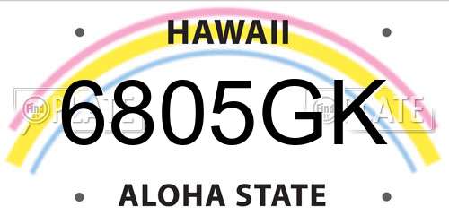 6805GK Hawaii License Plate