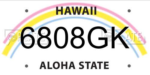 6808GK Hawaii License Plate