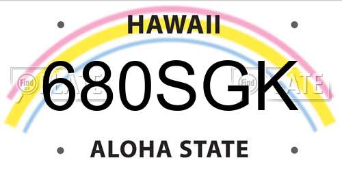680SGK Hawaii License Plate