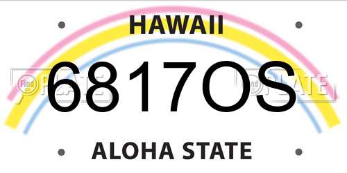 6817OS Hawaii License Plate