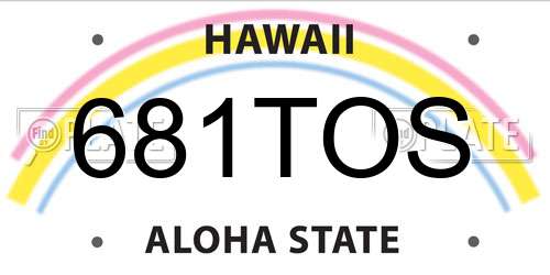 681TOS Hawaii License Plate