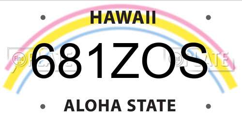 681ZOS Hawaii License Plate
