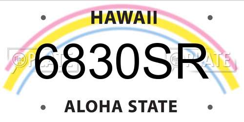 6830SR Hawaii License Plate