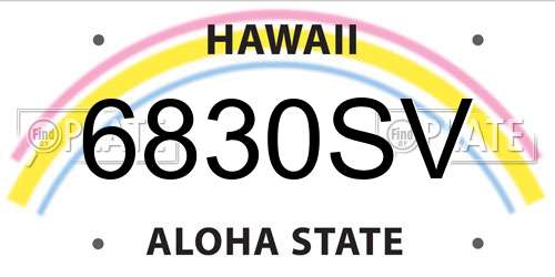 6830SV Hawaii License Plate