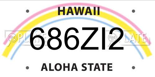 686ZI2 Hawaii License Plate