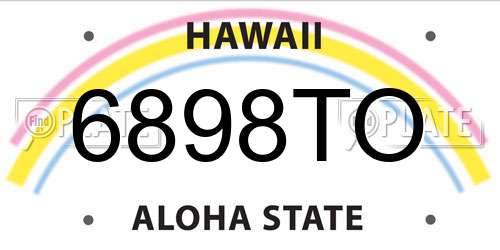 6898TO Hawaii License Plate