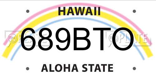 689BTO Hawaii License Plate