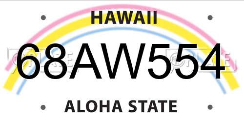 68AW554 Hawaii License Plate