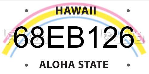 68EB126 Hawaii License Plate