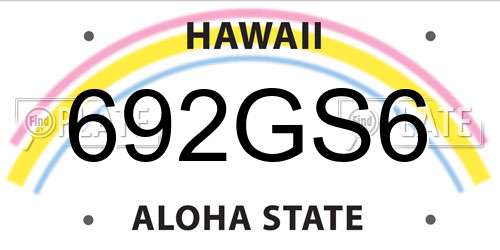 692GS6 Hawaii License Plate