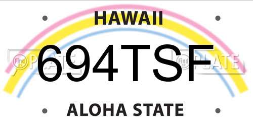 694TSF Hawaii License Plate