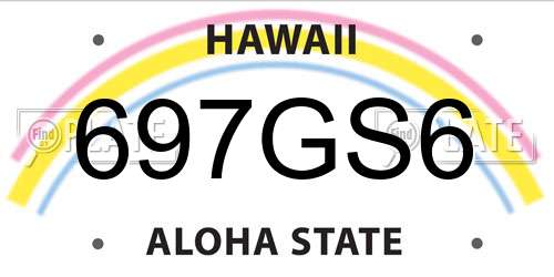 697GS6 Hawaii License Plate