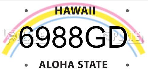 6988GD Hawaii License Plate